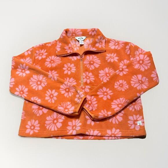 Billabong Sweaters - Billabong Fleece Casual Fling Cropped 1/2 Zip Jacket Orange Pink XS